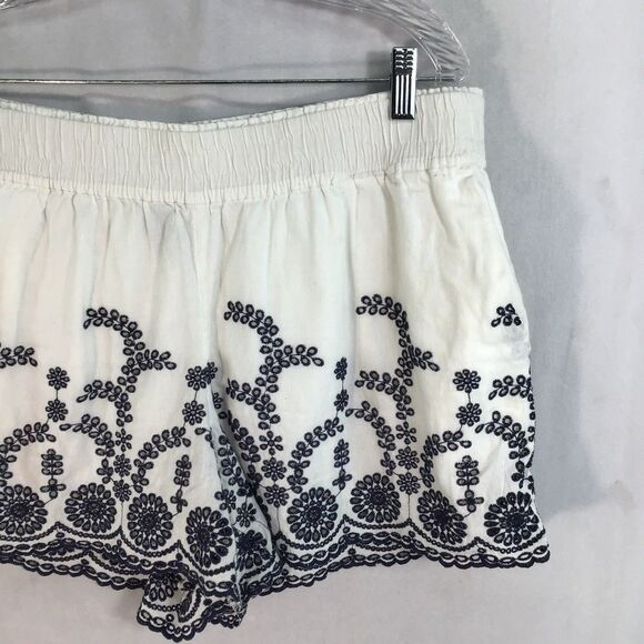 J. Crew Shorts Skort Women's XL Linen White with Black Floral Embroidery Lined - Picture 4 of 15